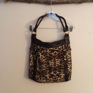 Large Cheetah Print Bag with Gold Embellishments